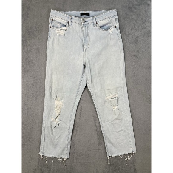 Uniqlo Denim - Uniqlo Jeans Womens 27 Blue Light Wash High Rise Straight Distressed Baggy